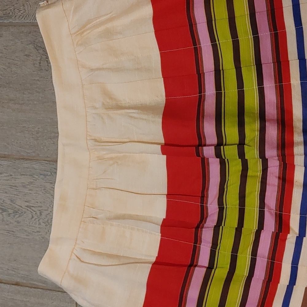 LOFT Sz 8 pleated mini skirt. Cream with vibrant multi-color stripes. Lined, Y2K - Picture 3 of 7